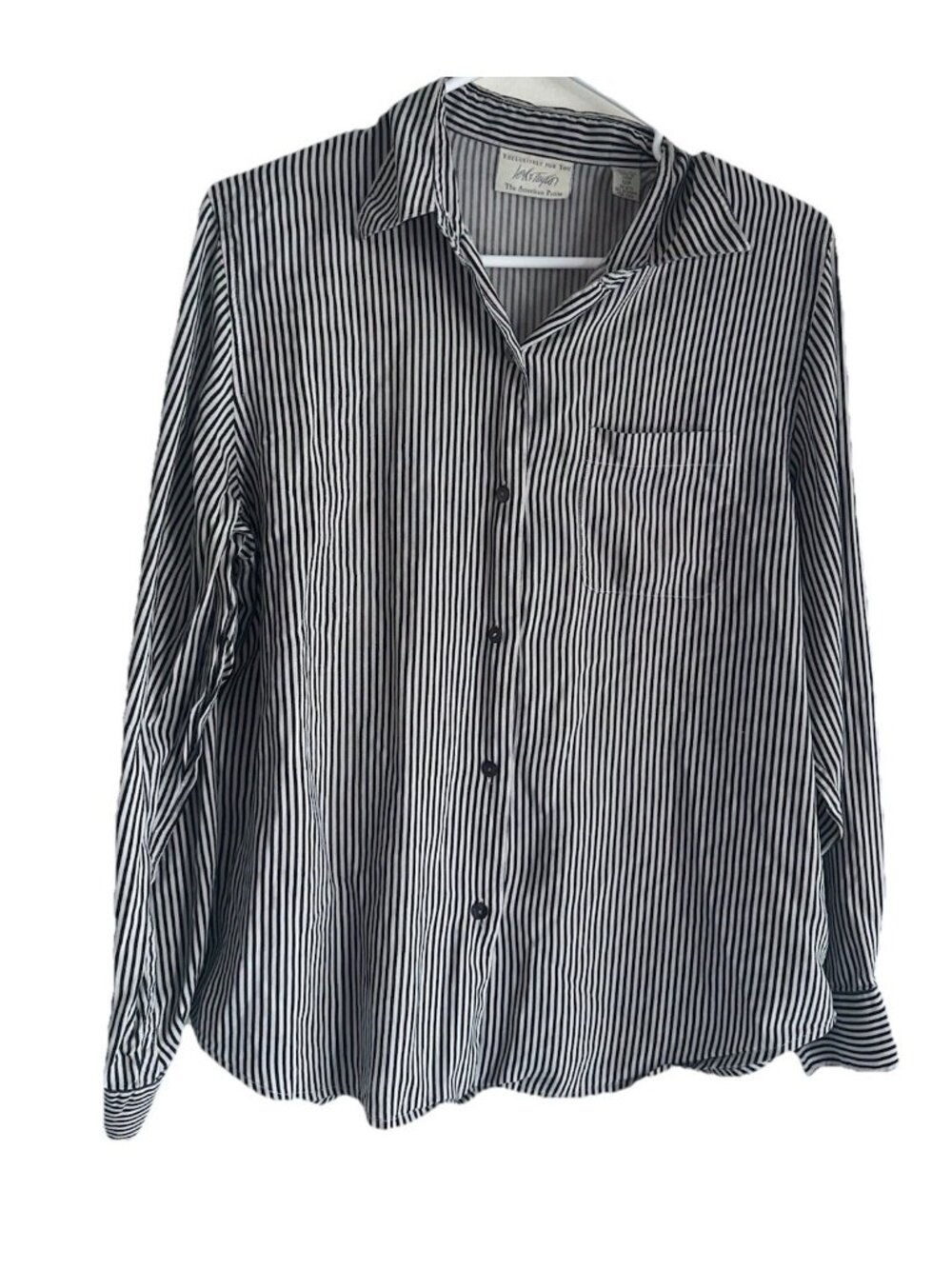 Vintage Lord And Taylor Silk Blouse Black Gray Stripe Petite Sz 12 Old Money